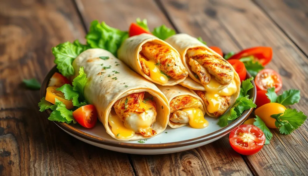 Cheesy Garlic Chicken Wraps