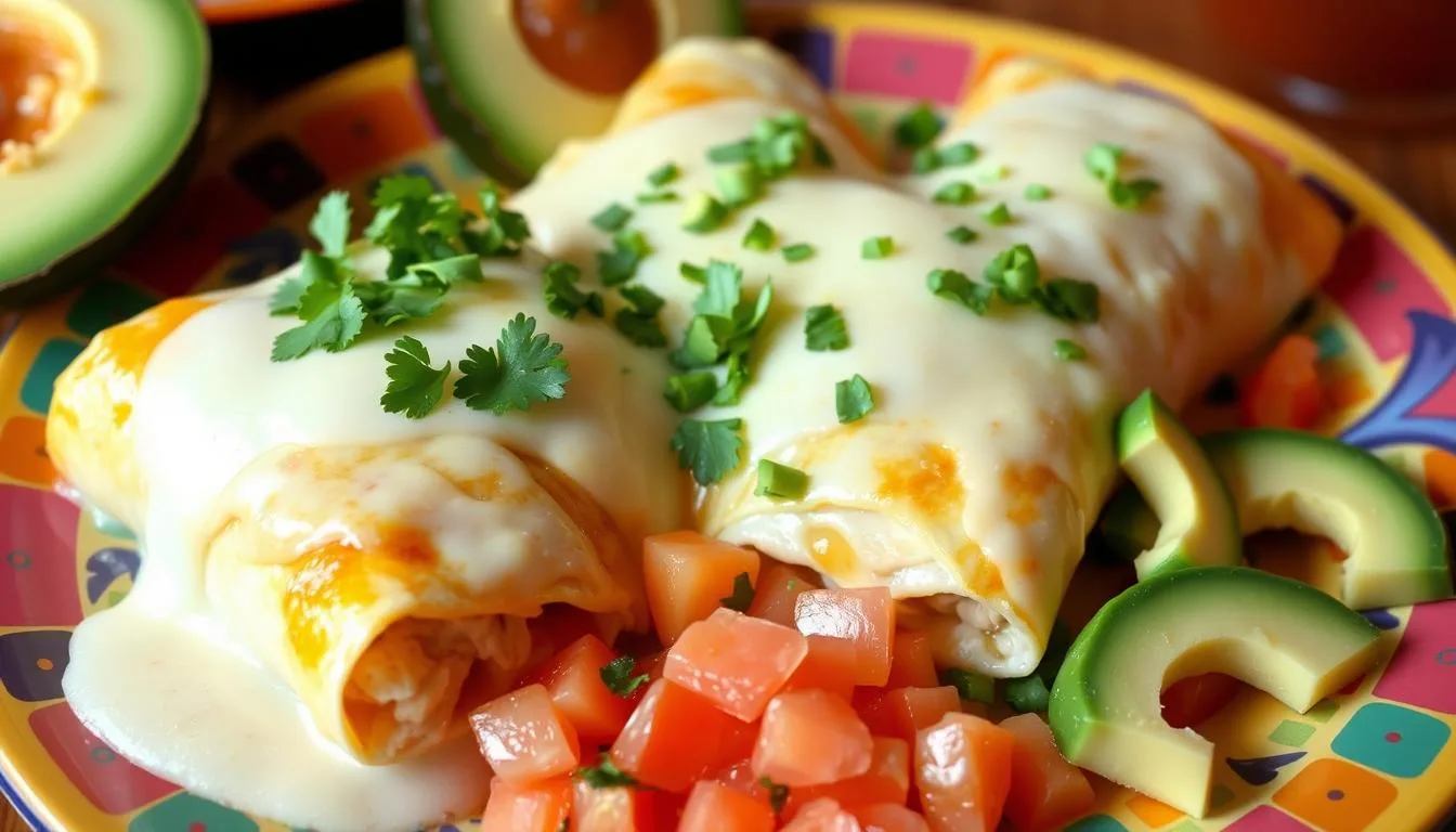 Creamy White Chicken Enchiladas – Easy & Cheesy! Creamy White Chicken Enchiladas – Easy & Cheesy!