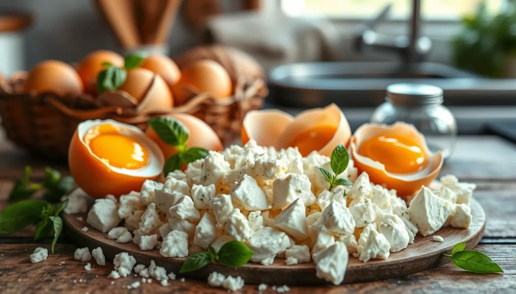 feta cheese and eggs for a delicious vegetarian breakfast