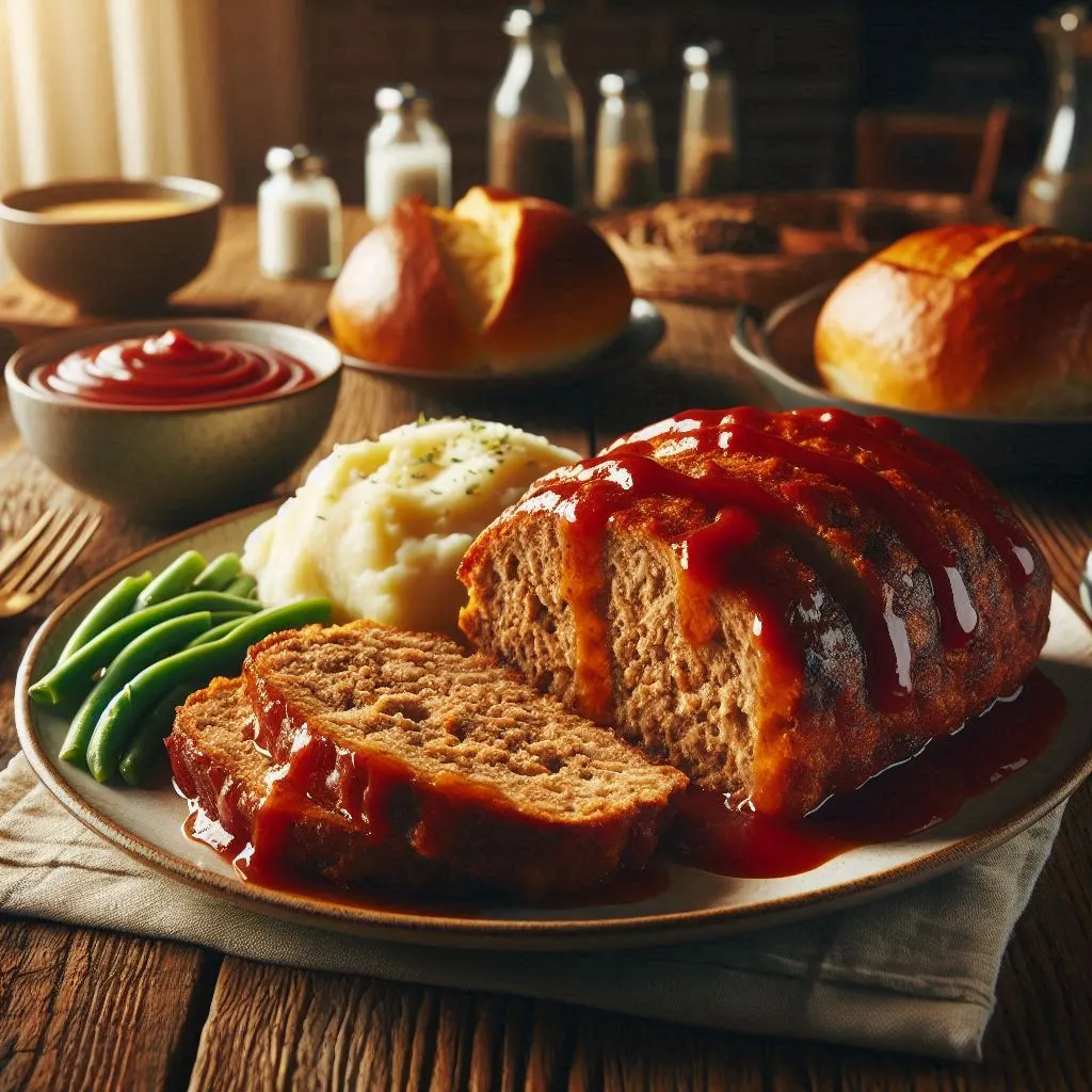 Mom's classic 5-ingredient meatloaf recipe with perfect glazed top and moist interior