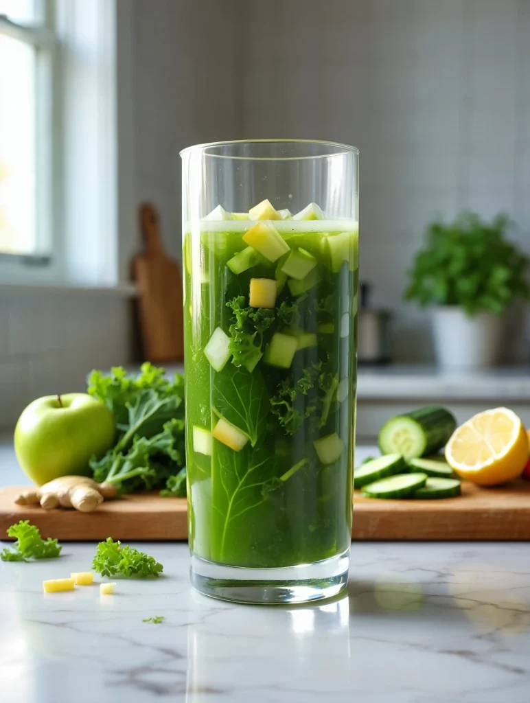 Classic Green Detox Juice A vibrant green detox juice packed with leafy greens and cleansing ingredients