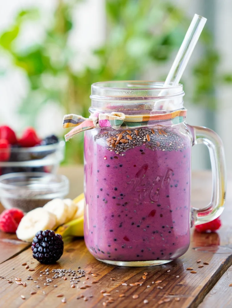 Fiber-Rich Berry Detox Smoothie A thick, nutrient-dense smoothie loaded with fiber and antioxidants
