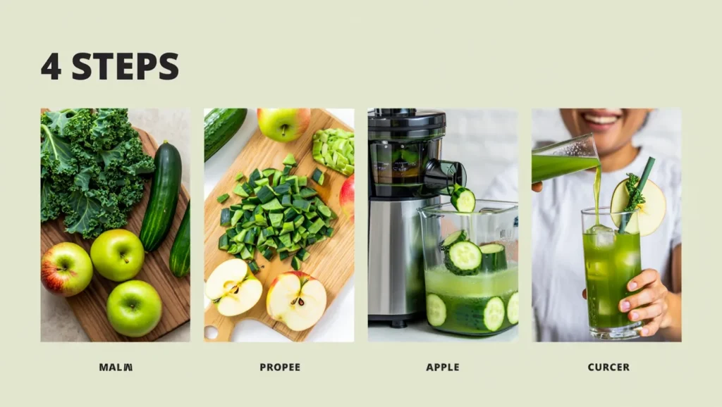Kale Apple Cucumber Juice: 7 Epic Benefits You’ll Love Juice Making Process Guide Step-by-step visual guide for making kale apple cucumber juice