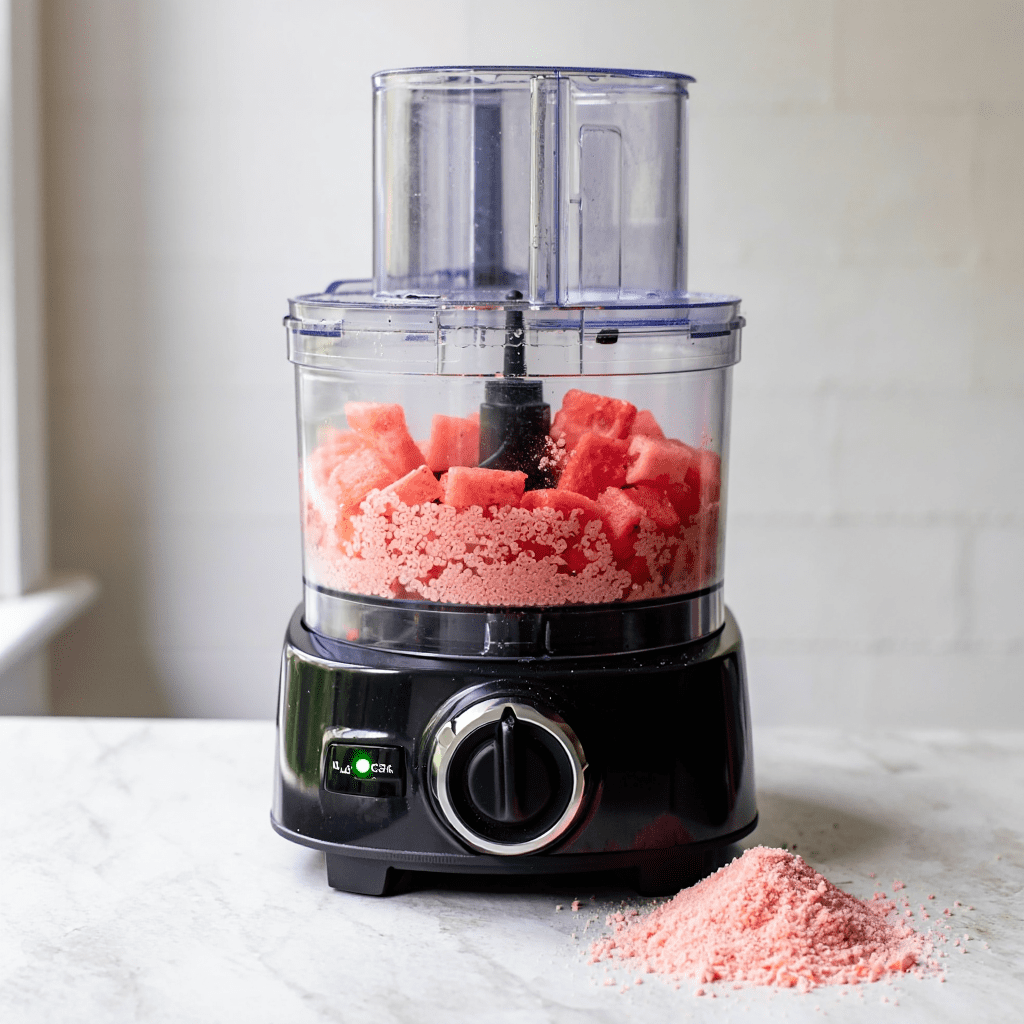 Step 3 Create Watermelon Powder Dehydrated watermelon being processed into fine powder