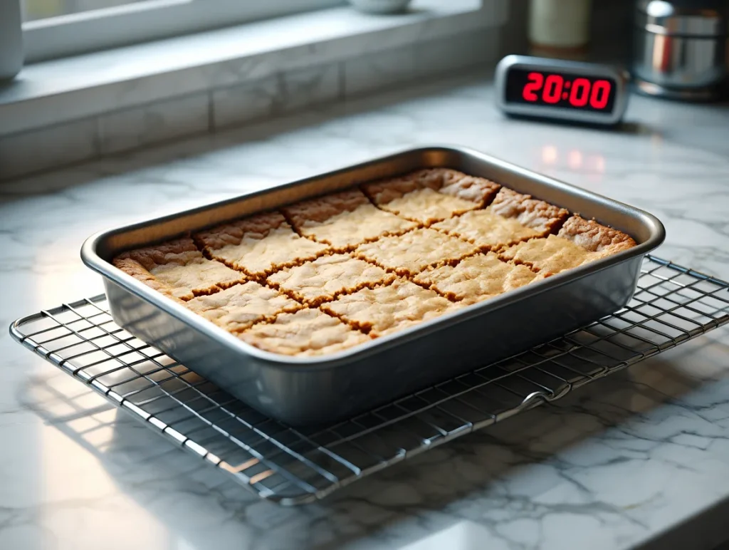 Cooling on Wire Rack Bars cooling in pan on wire rack for at least 20 minutes before cutting