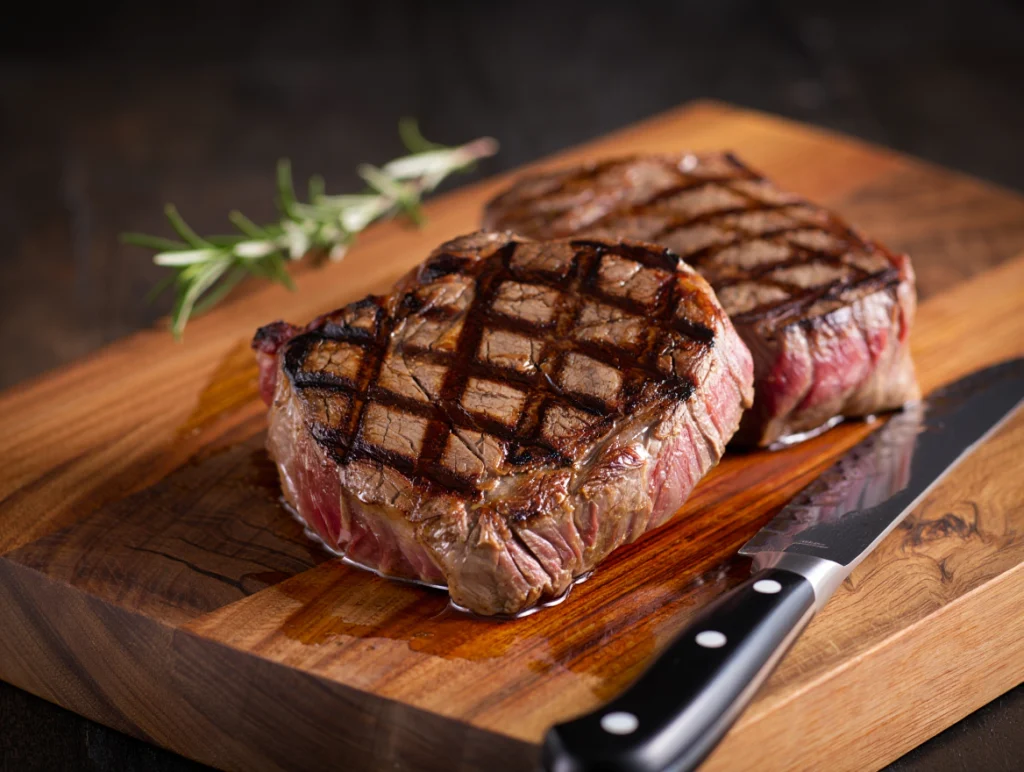 Himalayan salt: Perfect Rest. Perfectly seared steaks resting to redistribute juices