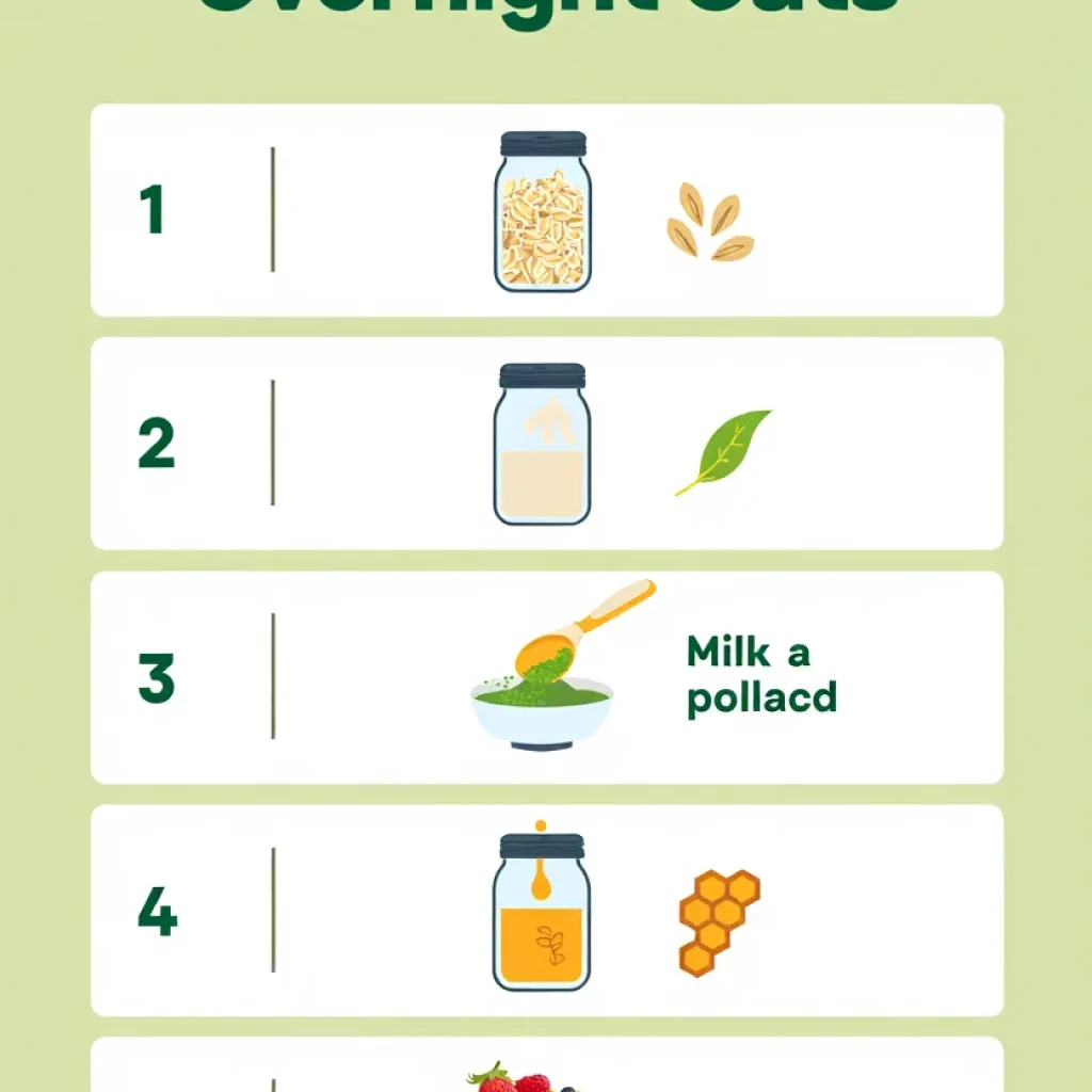Matcha Overnight Oats: 6-Step Recipe Infographic Easy 6-step matcha overnight oats guide