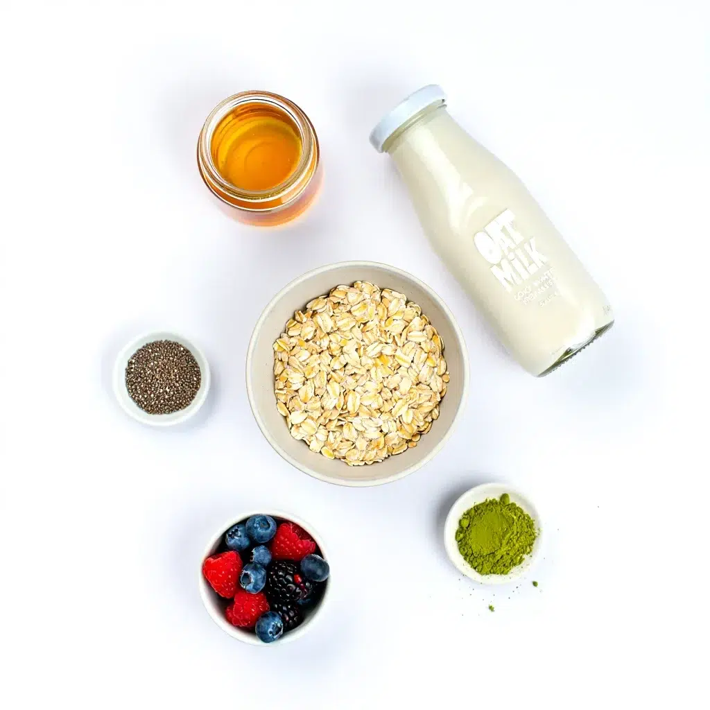 Matcha Overnight Oats: Ingredients Flat Lay All the ingredients you need