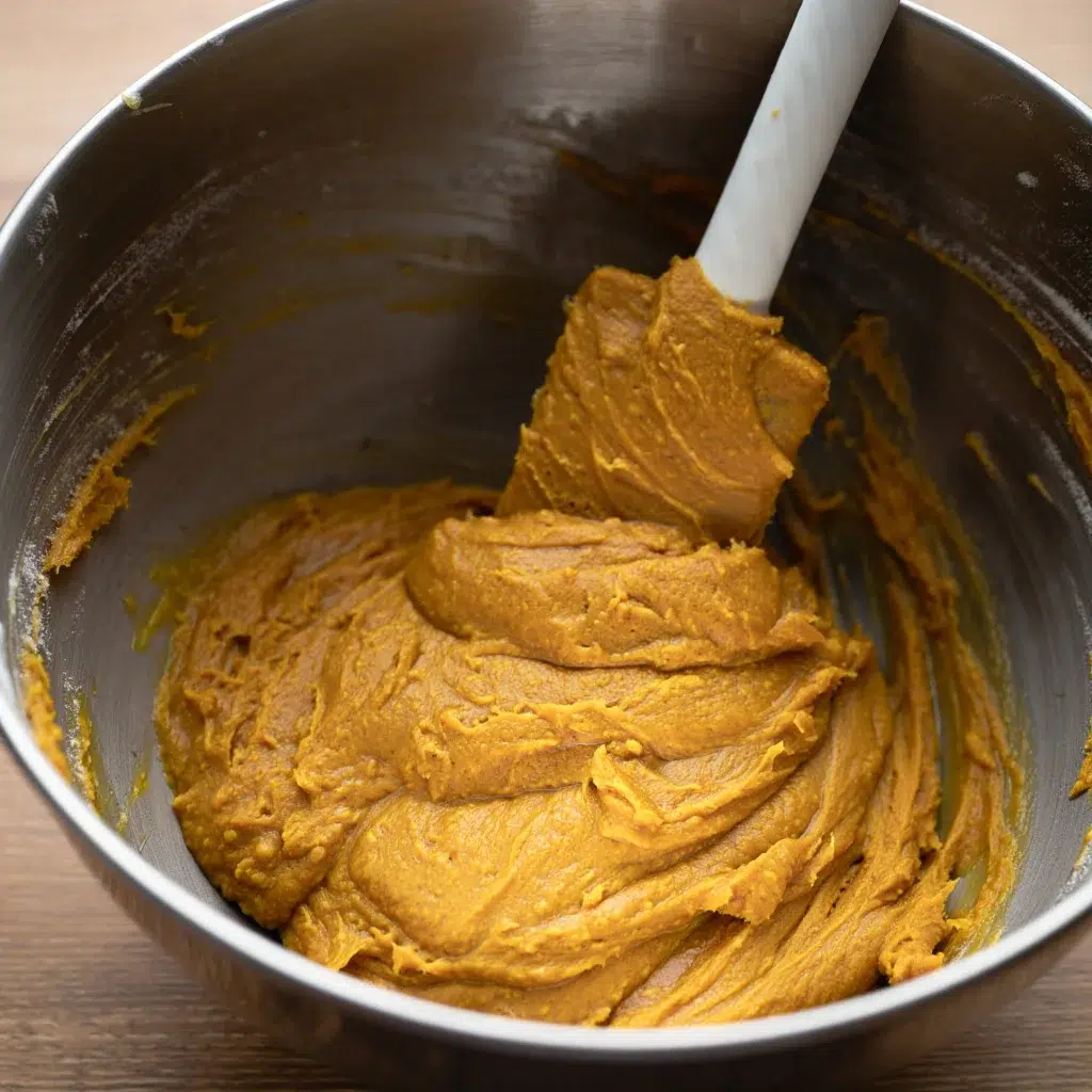 Paleo Pumpkin Muffins 9 Foolproof Tips You Will Love Folding Batter Folding almond flour into pumpkin mixture showing proper just-combined texture