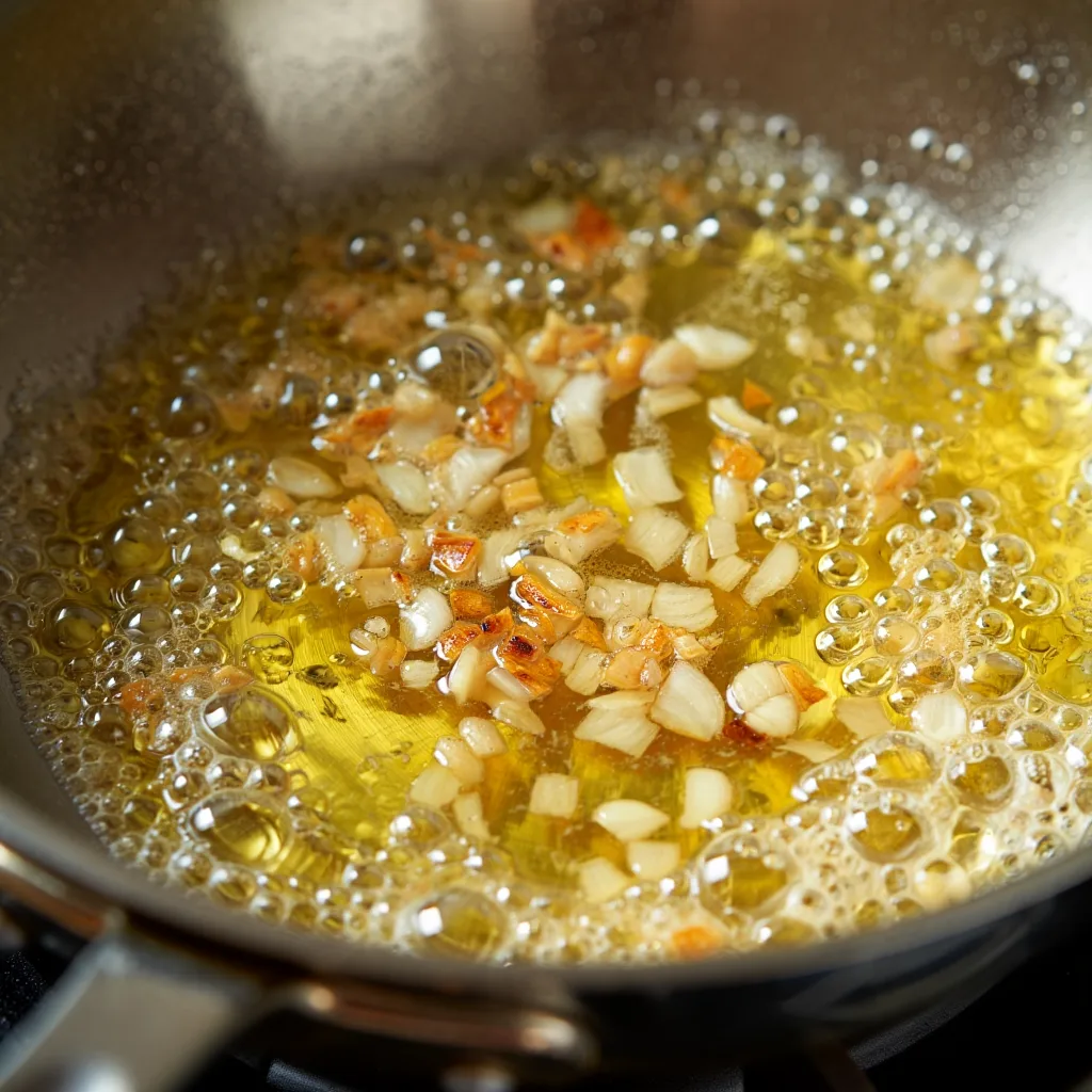 Garlic Butter Shrimp: A Home Cook’s Honest Journey from Blunder to Bliss Minced garlic cooking in melted butter until golden and aromatic