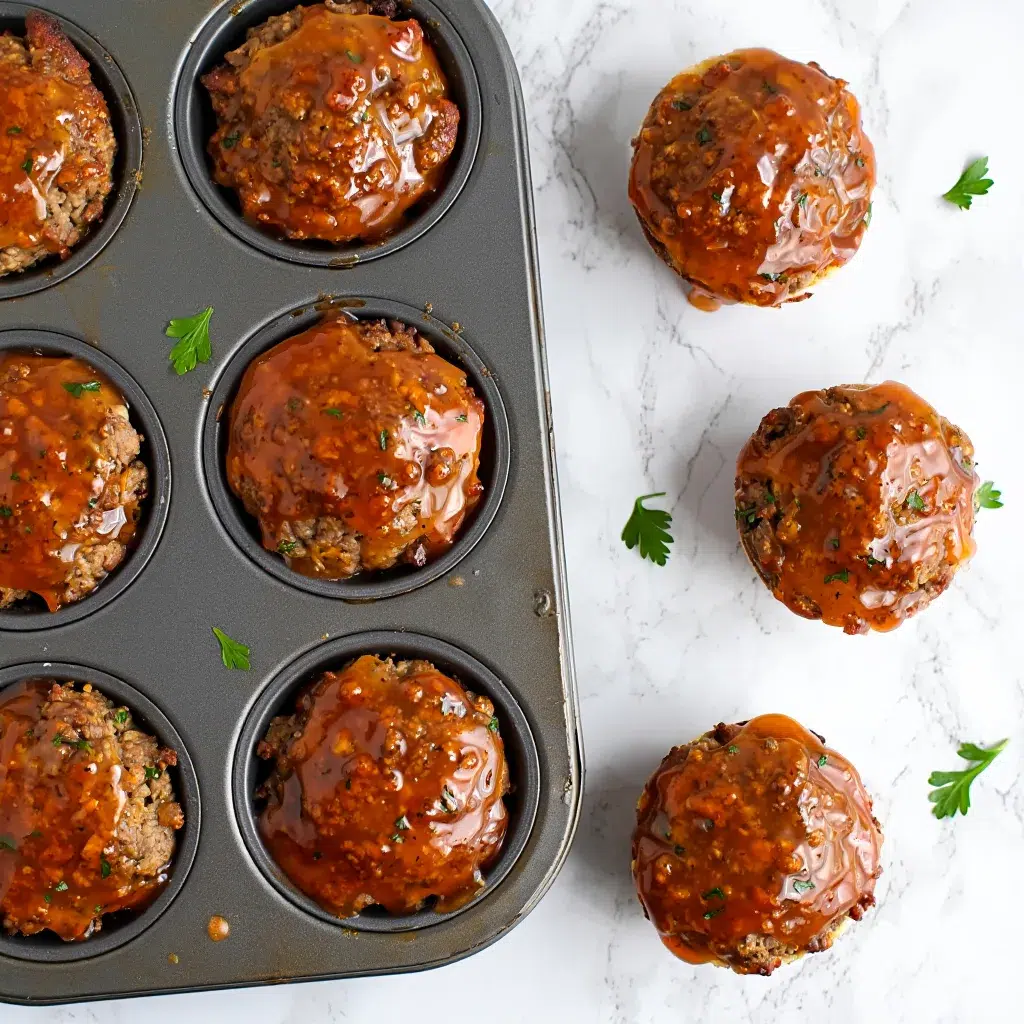 Meatloaf Muffins: Mini keto meatloaf muffins in a muffin tin, meal prep ready