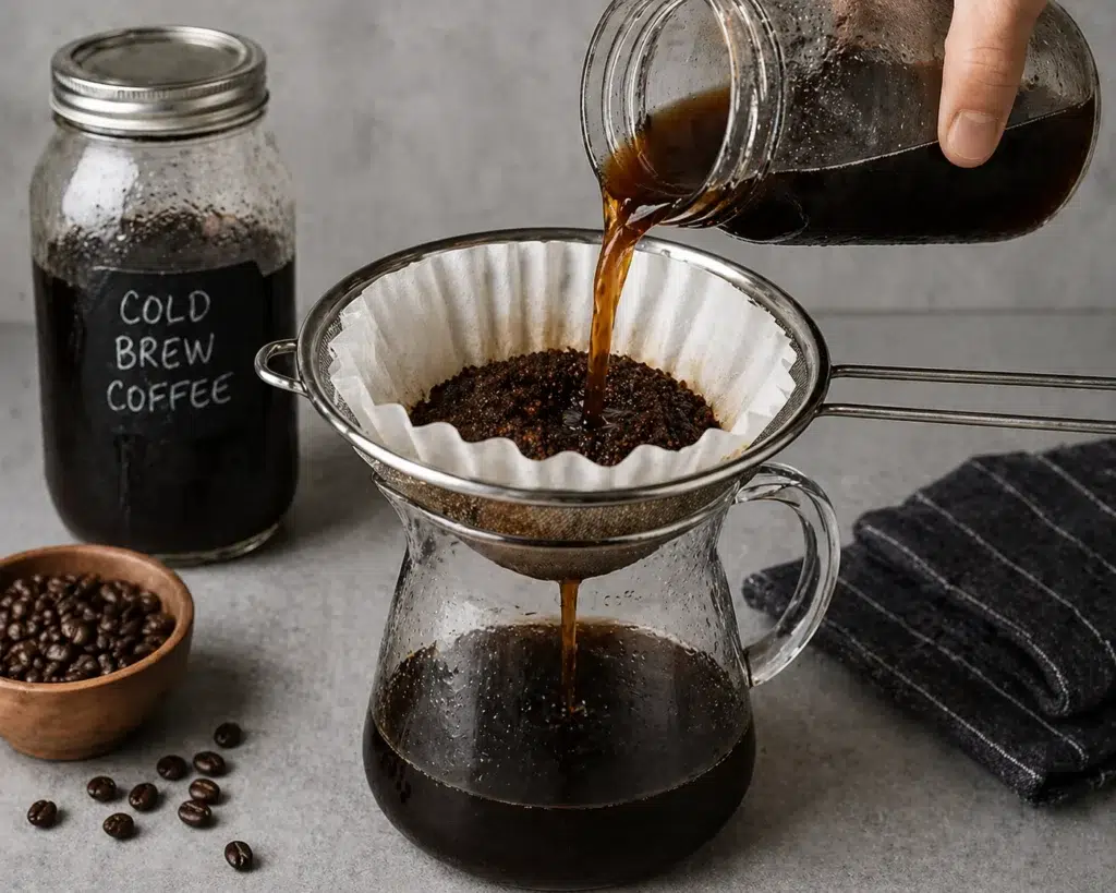 Cold-brew coffee preparation scene